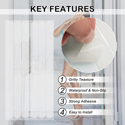 12 Pack Clear Non Slip Bathtub Stickers, 3/4" x 11