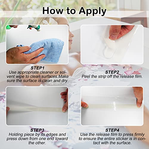 12 Pack Clear Non Slip Bathtub Stickers, 3/4" x 11