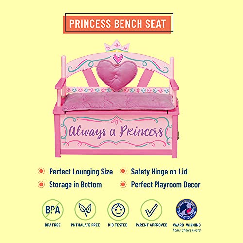 Wildkin Kids Princess Storage Bench with Safety Hinge