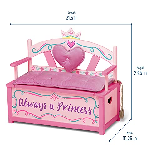 Wildkin Kids Princess Storage Bench with Safety Hinge