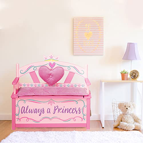 Wildkin Kids Princess Storage Bench with Safety Hinge