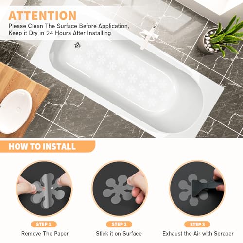 Clear Snow Shape Non Slip Bathtub Stickers, Reusable