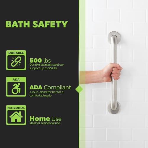 24" Bathroom Grab Bar, ADA Compliant Stainless Steel