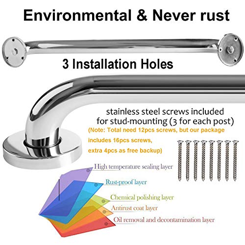 2 Pack Chrome Stainless Steel Shower Grab Bars