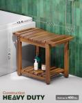 Blue Wood Shower Bench with Storage and Handle