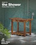 Blue Wood Shower Bench with Storage and Handle
