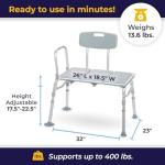 Adjustable Bath Transfer Bench with Backrest for Seniors
