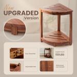 HOLANA Wood Corner Shower Bench & Stool with Storage Shelf