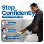 Suction Cup Grab Bars for Safe Bathing, 16"" White/Grey