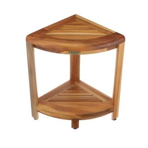 Teak Corner Shower Stool for Slippery Bathtubs