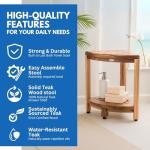 Teak Corner Shower Stool for Slippery Bathtubs