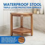 Teak Corner Shower Stool for Slippery Bathtubs