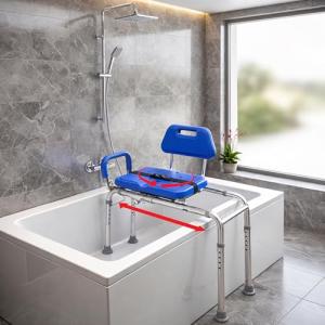 Premium Swivel Seat Sliding Bath Transfer Bench - Blue