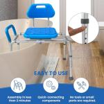 Premium Swivel Seat Sliding Bath Transfer Bench - Blue