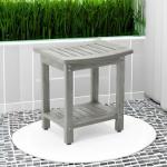Gray Shower Bench Seat with Storage Shelf