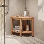 Teak Corner Shower Seat with Storage Shelf