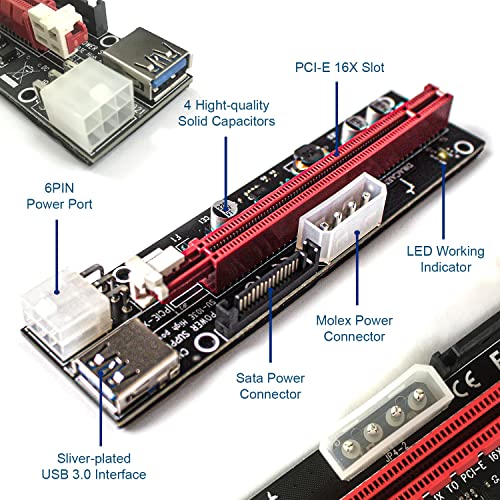 GPU Crypto Mining 6 Pack Riser Adapter Cards