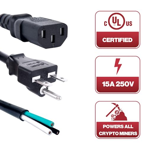 NEMA 6-15P to C13 Power Cord - 6ft, 250V 14AWG