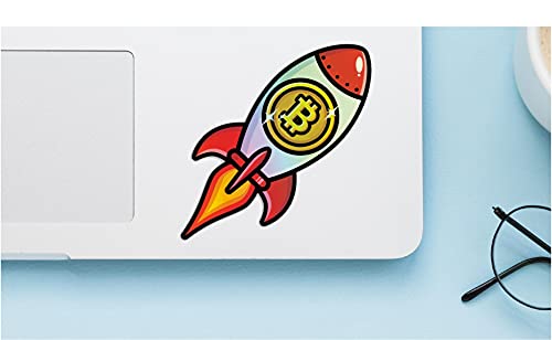 Bitcoin to The Moon Holographic Sticker - Humorous Crypto