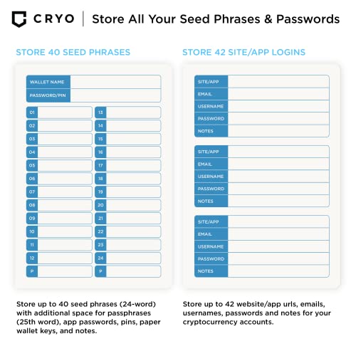CRYPTO Seed Phrase Storage Notebook - Waterproof - 2-Pack