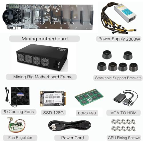 Ethereum Mining Rig System with Windows10 and 8GPU