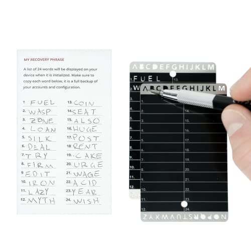 Steel Plates for Crypto Seed Phrase Storage - Engrave 48 Words - Ledger Nano & Trezor One