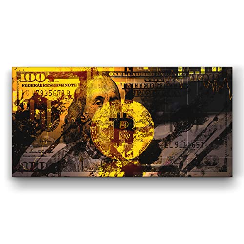 Bitcoin Dollar Bill Crypto Wall Art Decor 5"x7
