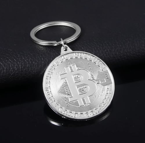 Bitcoin Flag Keychain: Art Attack Standard Blockchain Silver