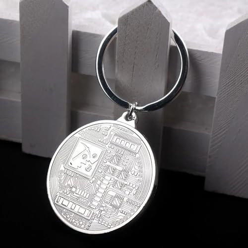 Bitcoin Flag Keychain: Art Attack Standard Blockchain Silver