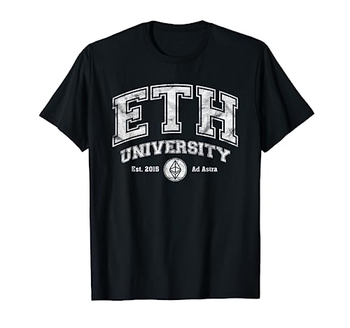 ETH University Distressed Ether Logo Crypto T-Shirt