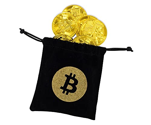 Bitcoin Bag with 20 Tokens | Gold Plated Coins