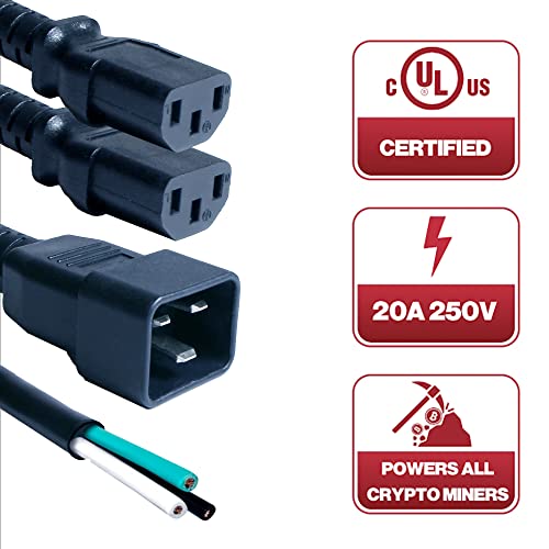 IEC C20 to 2X C13 Splitter Power Cord