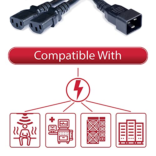 IEC C20 to 2X C13 Splitter Power Cord