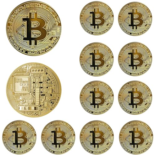 12Pcs Bitcoin Coins with Protective Case for Decoration
