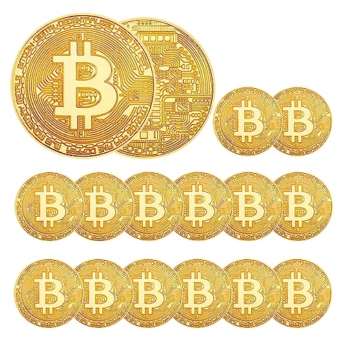 Cosbur 15Pcs Bitcoin Commemorative Coin Set with Case