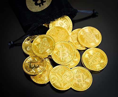 Bitcoin Bag with 20 Tokens | Gold Plated Coins