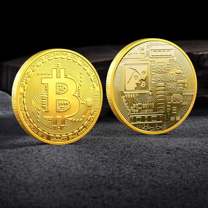 Cryptocurrency Commemorative Coin Set Display - Gold Plated