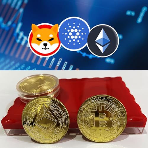 Cryptocurrency Commemorative Coin Set Display - Gold Plated