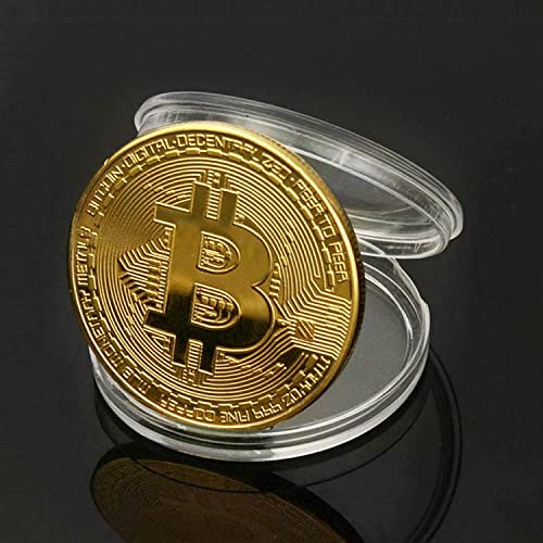 Gold Plated Bitcoin Souvenir with Coin Case