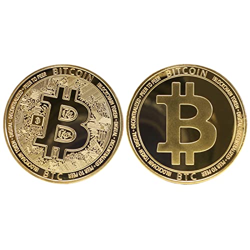 Gold Bitcoin Coin with Case and Stand, Collector's Gift