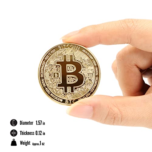 Gold Bitcoin Coin with Case and Stand, Collector's Gift