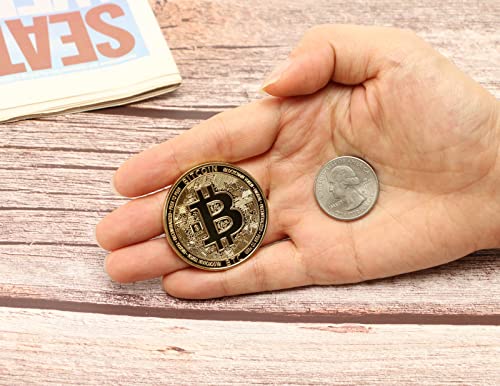 Gold Bitcoin Coin with Case and Stand, Collector's Gift
