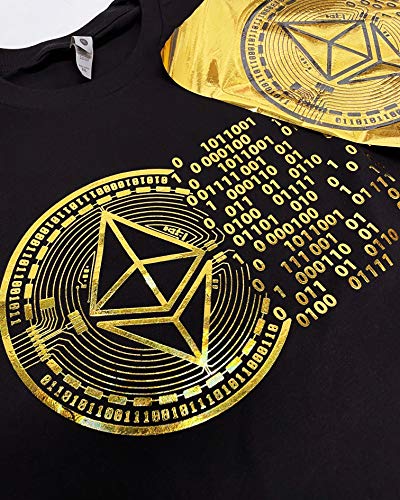 Golden Bitcoin T-Shirt for Crypto Currency Miners - Large