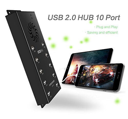 Sipolar 10-Port USB Data Hub with Mounting Brackets