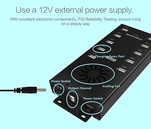 Sipolar 10-Port USB Data Hub with Mounting Brackets