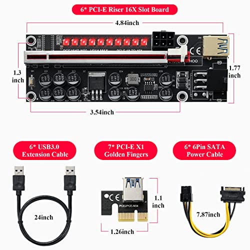 6 Pack PCIe Riser Cards for Crypto Mining