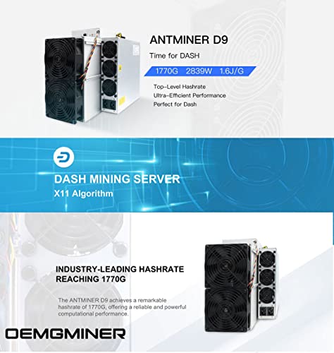 OEMGMINER Antminer Dash Miner D9 - 1770G Hashrate