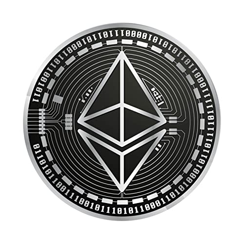 Silver Black Ethereum Cryptocurrency Coin Logo Decal (3"x3")