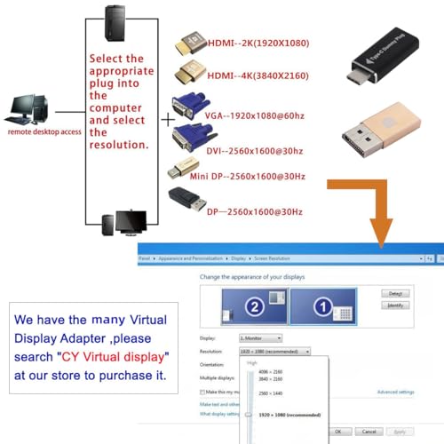 cablecc DP Virtual Display Adapter Dummy Plug Emulator