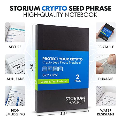 Cryptocurrency Recovery Phrase Notebook - Waterproof, Stone Paper - 2-Pack